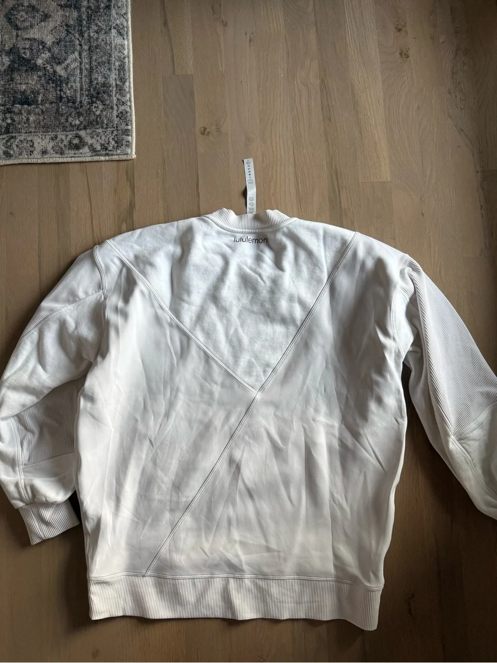 Lululemon White Crewneck Ribbed Panel Sweater